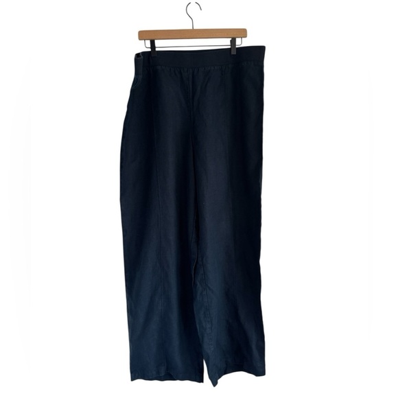 Love Linen J. Jill Navy Blue Wide Leg Linen Pull On Pants Women's Size XL Tall - Picture 7 of 11